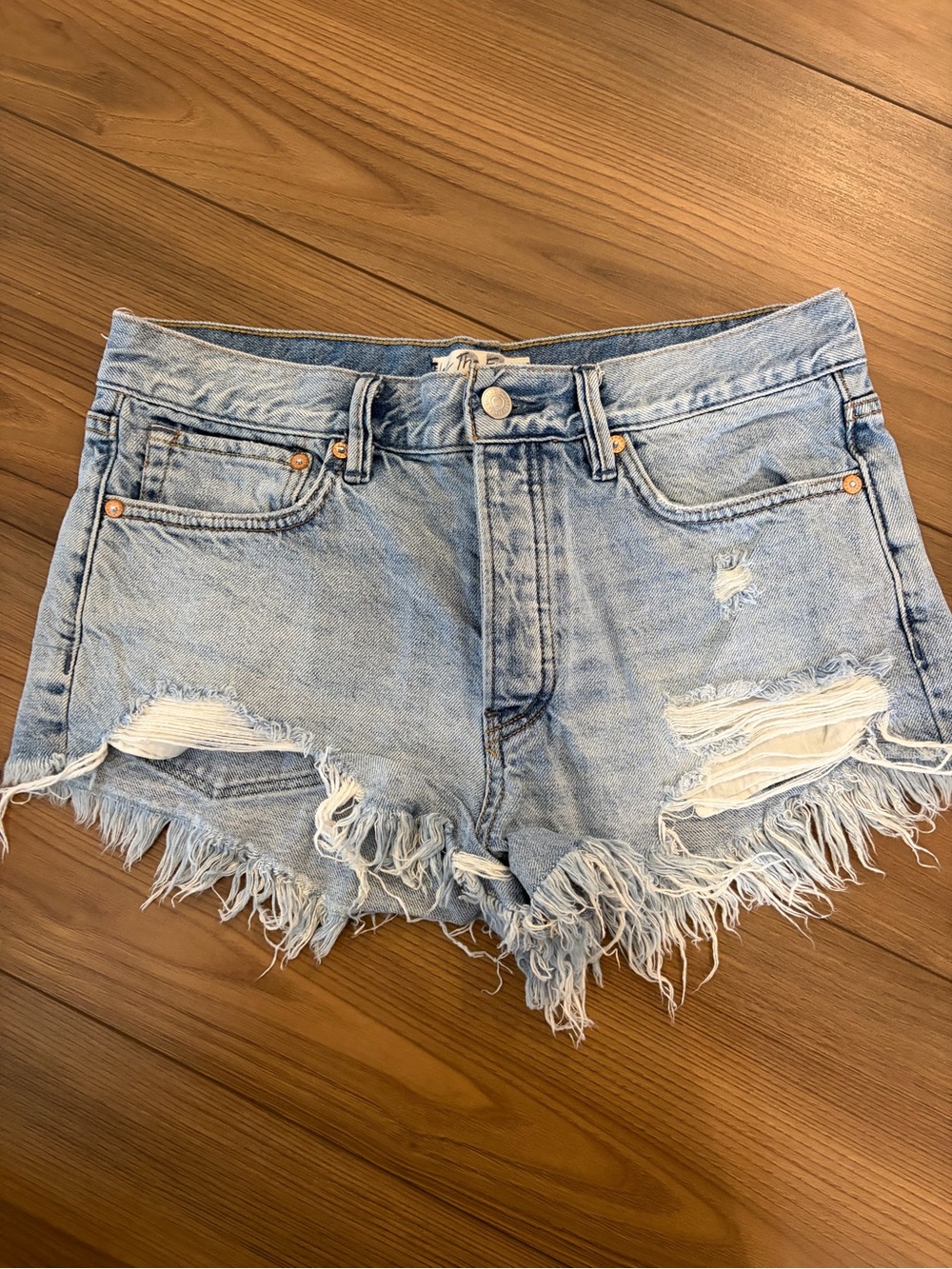 We the Free Light Wash Distressed Denim Shorts - Women